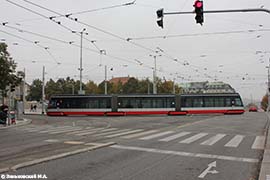 Прага. Трамвай Škoda 15T (Škoda ForCity), производства Škoda Holding